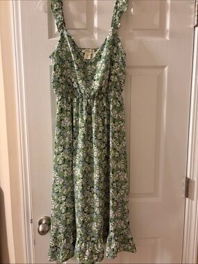 Jessica Simpson Light Green Floral Sundress with Ruffled Straps